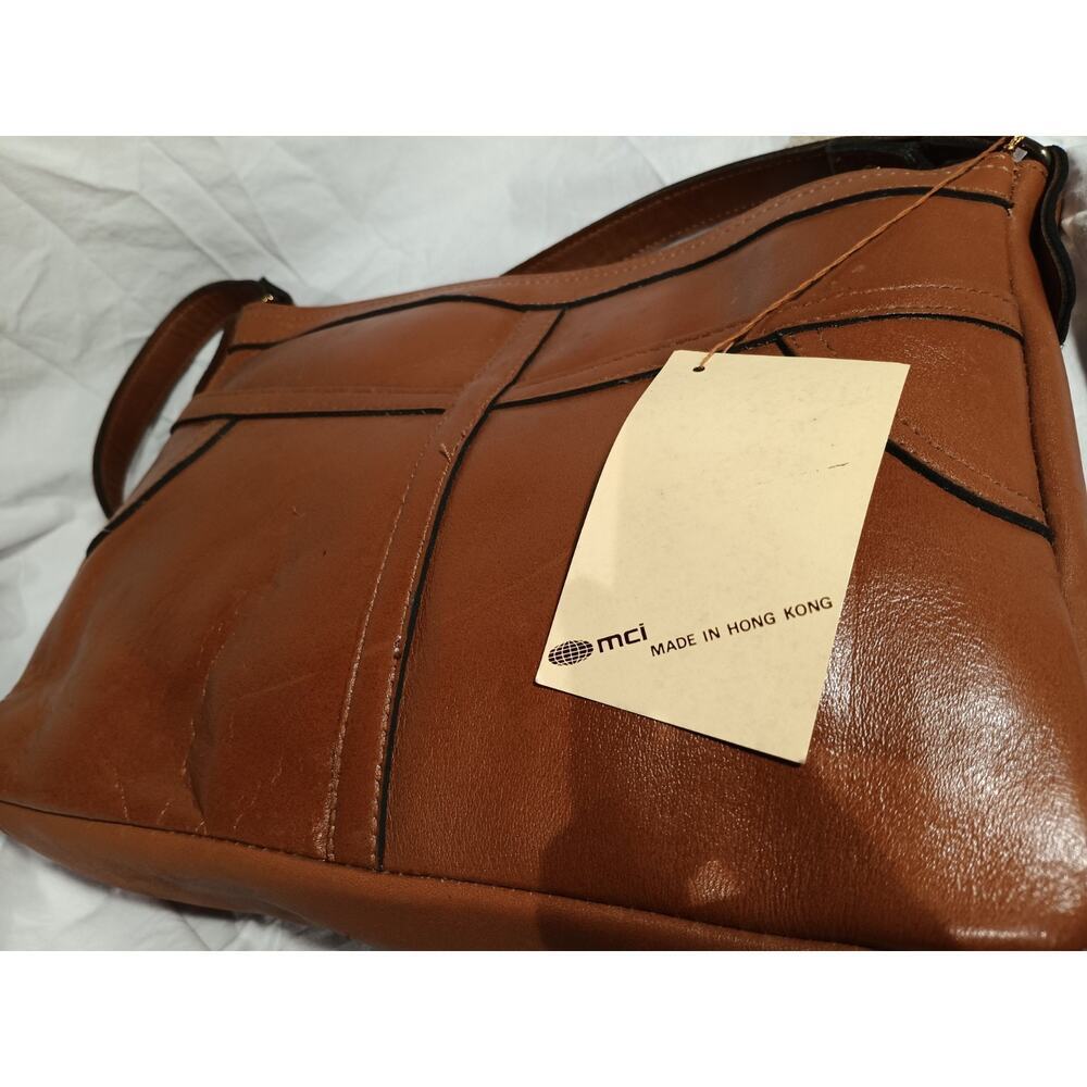 MCI Fine Handbags VTG Brown Leather Shoulder Bag Purse Made in Hong Kong NOS - Picture 4 of 6